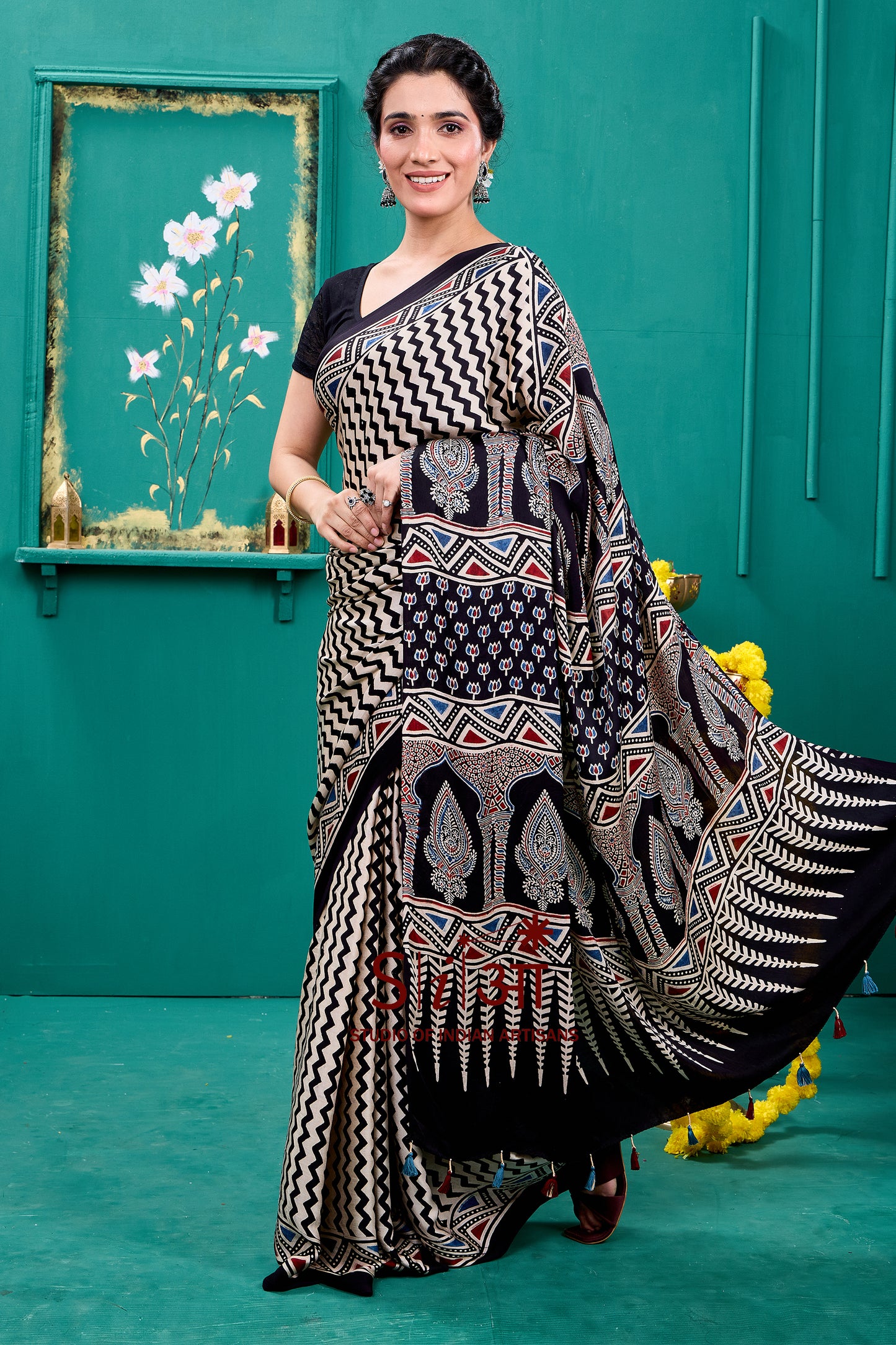 Ebony Waves Modal Silk Saree