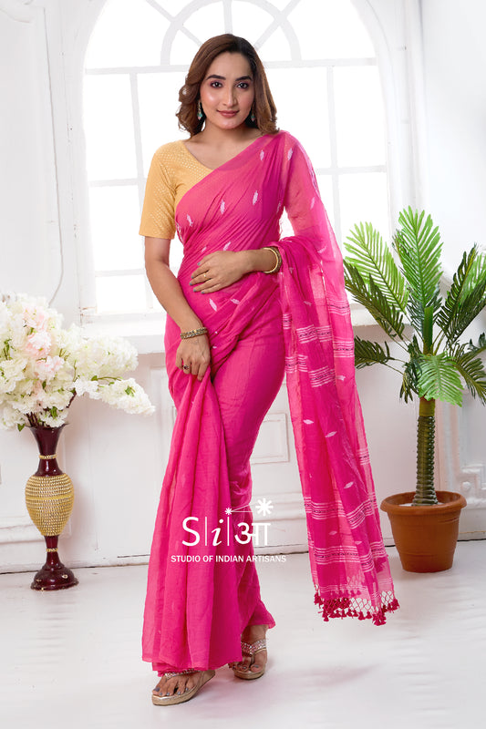 RADIANT IN PINK - MUL COTTON SAREE