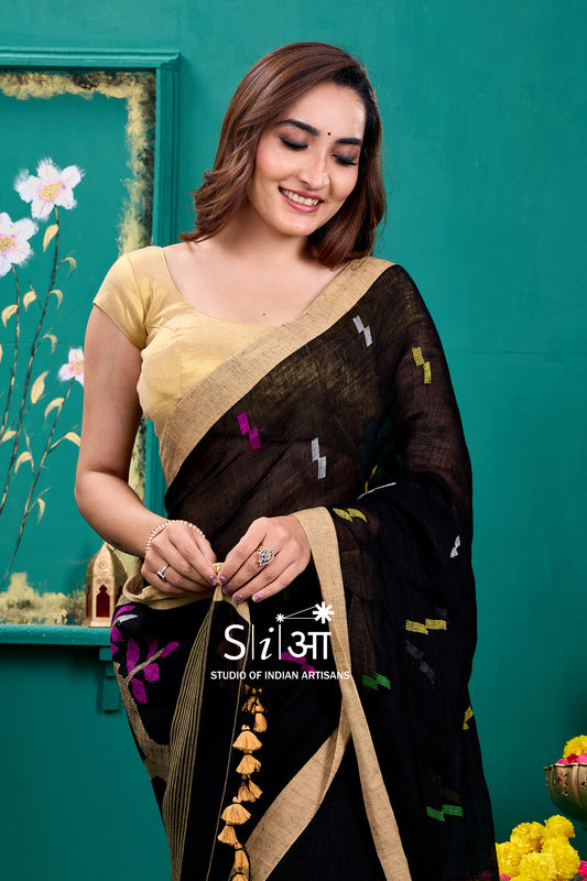 BAGH KE PANCHI- LINEN SAREE