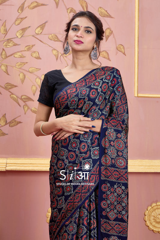 MYSTIC FLORAL BLOCKS - MODAL SILK SAREE