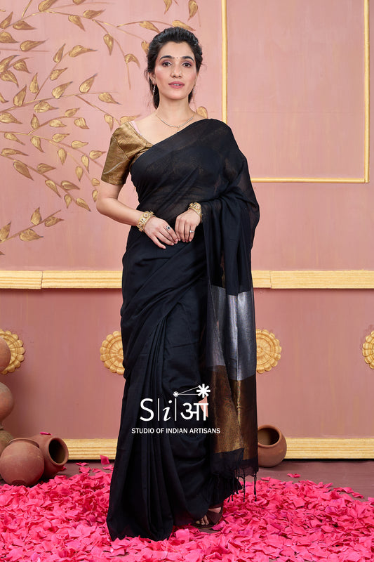 BEAUTY IN BLACK - KHADI COTTON SAREE