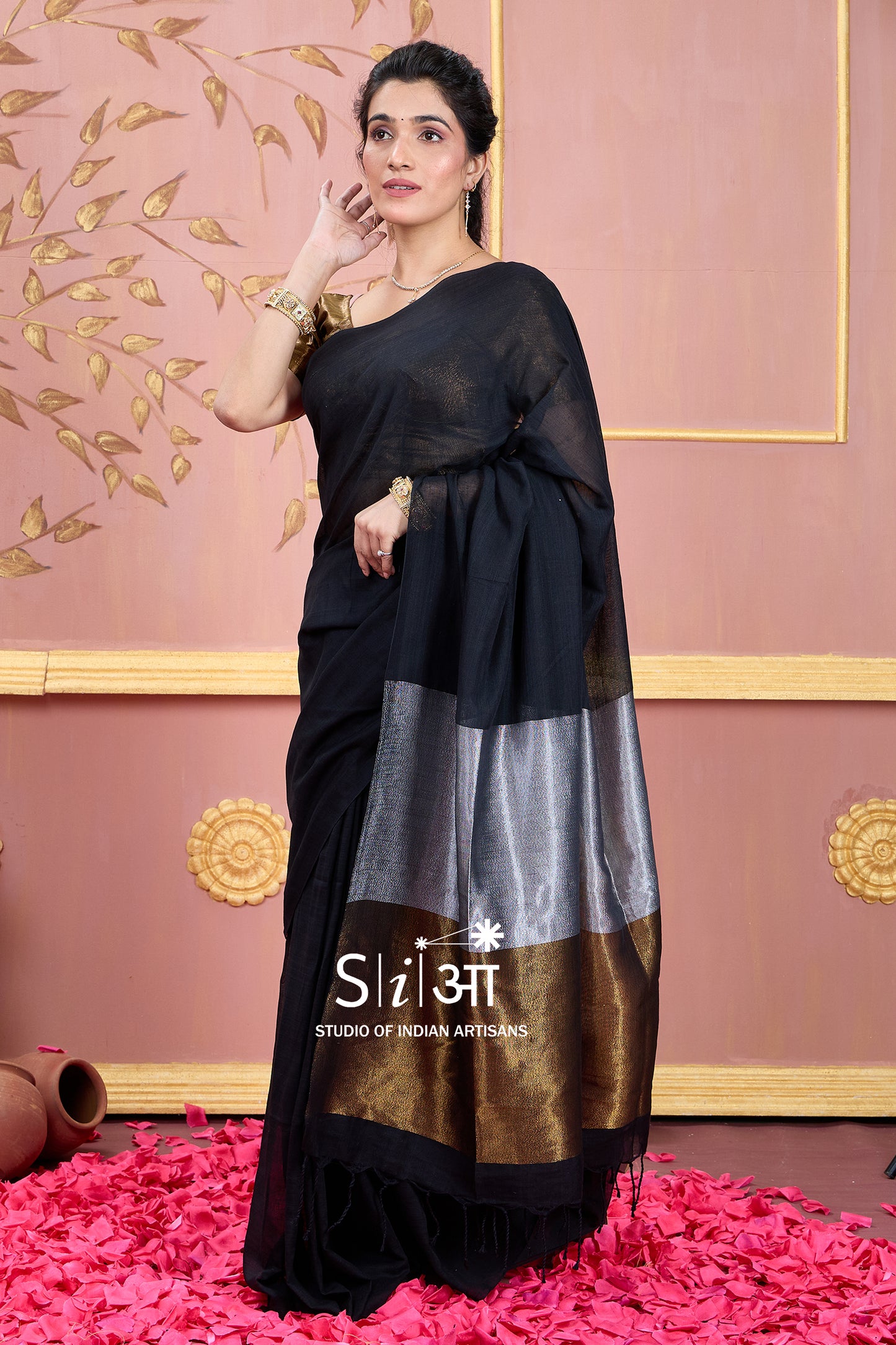 BEAUTY IN BLACK - KHADI COTTON SAREE