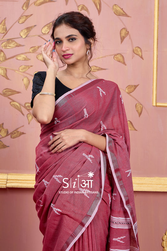 WHISPERED BLUSH HORIZON - COTTON SAREE
