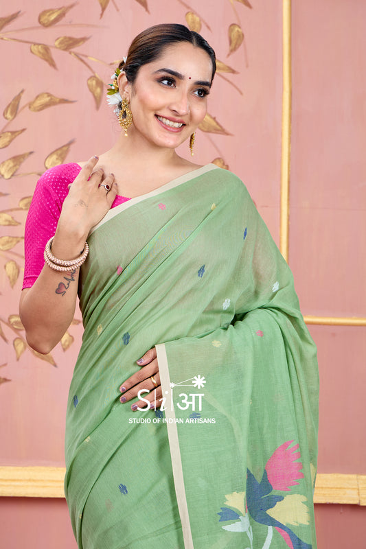 SPRING MEADOW - MUL COTTON SAREE