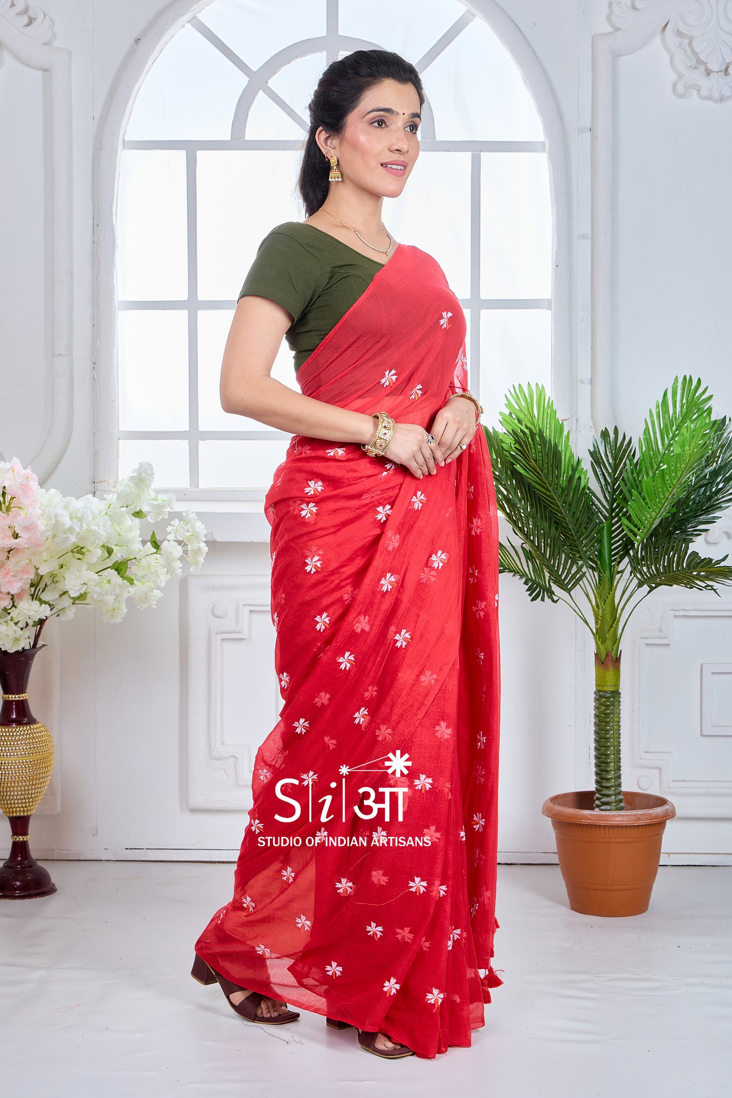SINDHOORI PHOOL - MUL COTTON SAREE
