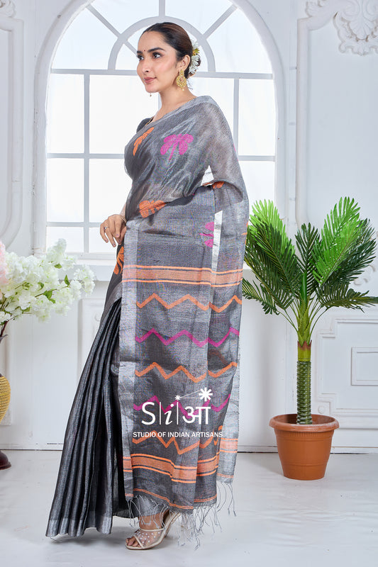 OXIDIZED WONDER - TISSUE LINEN SAREE