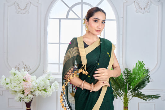 FOREST SONG - LINEN SAREE