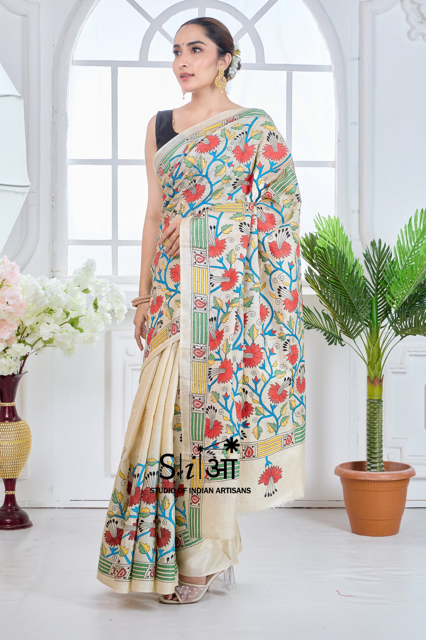 BLOOMING VINES - GACHI TUSSAR SILK SAREE