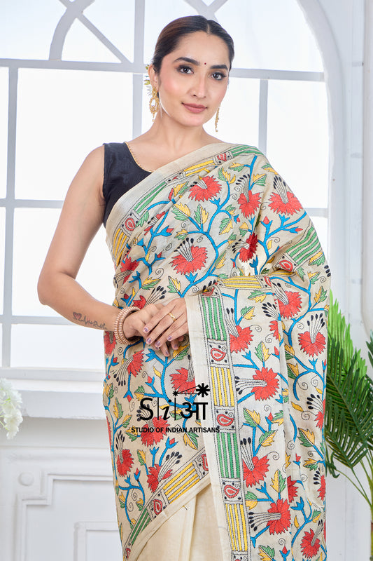 BLOOMING VINES - GACHI TUSSAR SILK SAREE