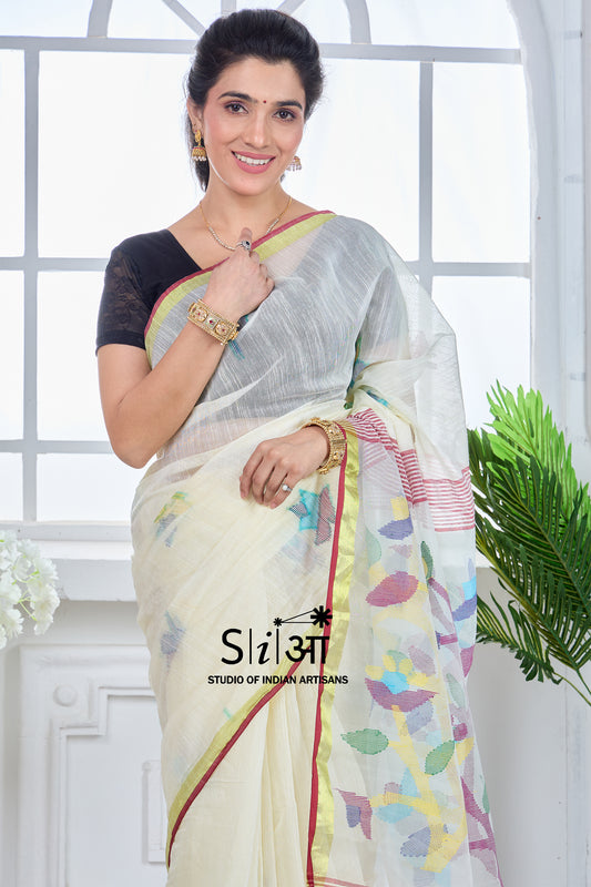 CHANDANI PHOOLWARI MUSLIN SILK SAREE