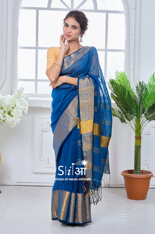 SUNEHRI MORNI - LINEN SAREE
