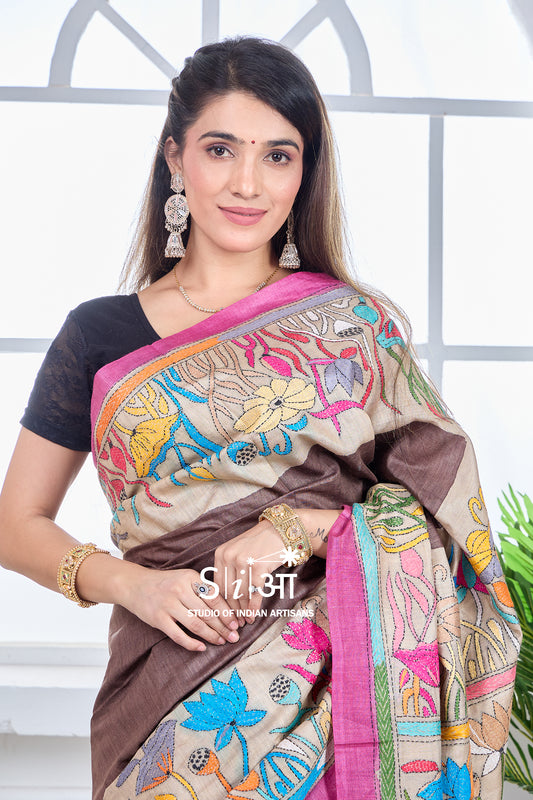 BOTANIC BREEZE- GACHI TUSSAR SILK SAREE