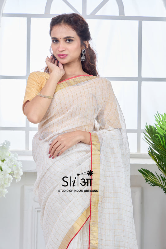 SUNEHRI SUBAH - LINEN SAREE