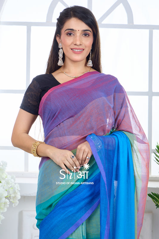 SYMPHONY OF RAIN - MUL COTTON SAREE
