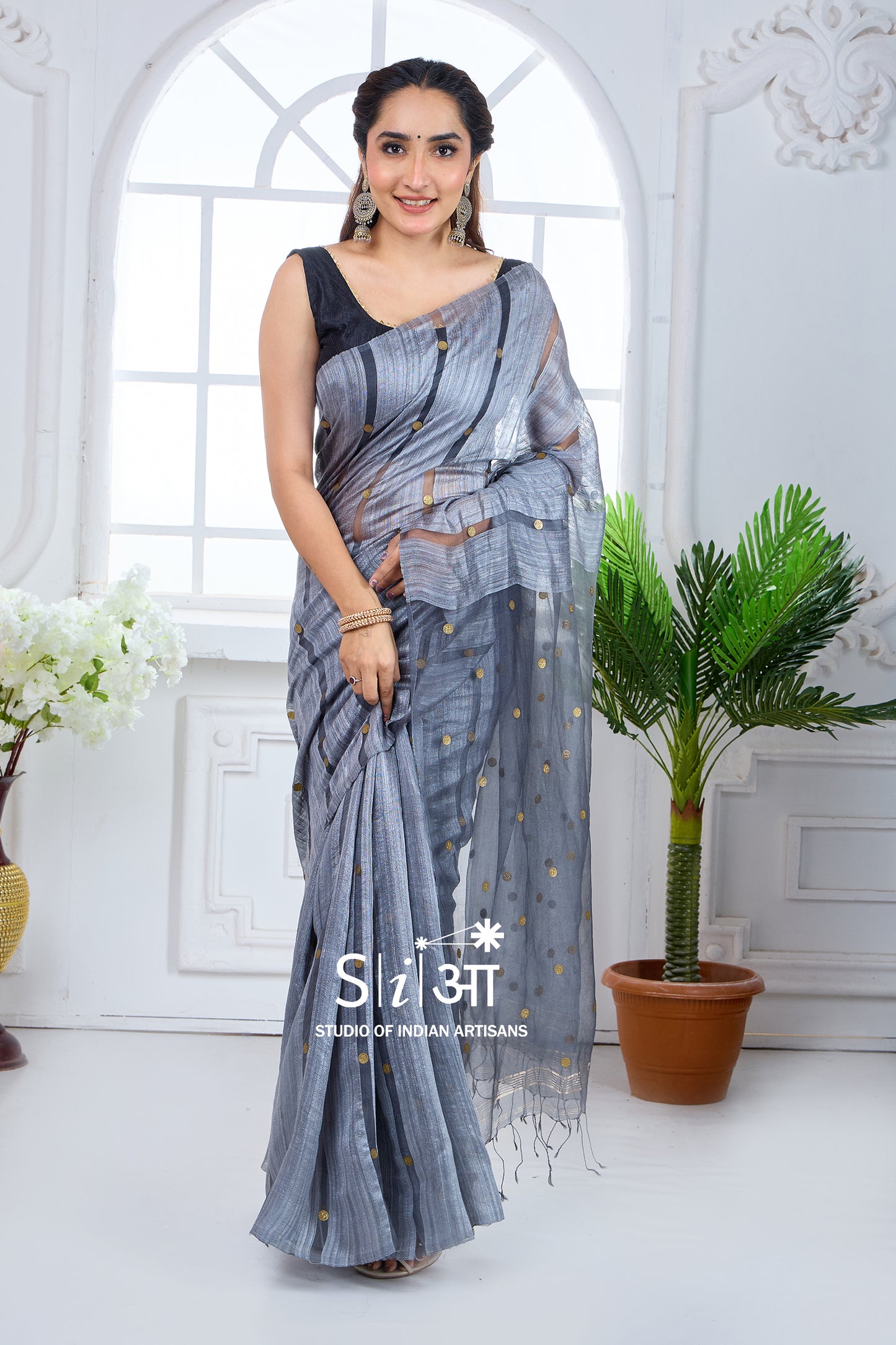SMOKY DOTS - MATKA SILK SAREE