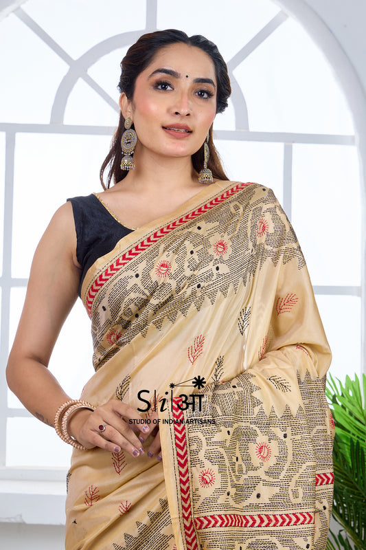 SCARLET ON SAND - BLENDED BANGALORE SILK SAREE