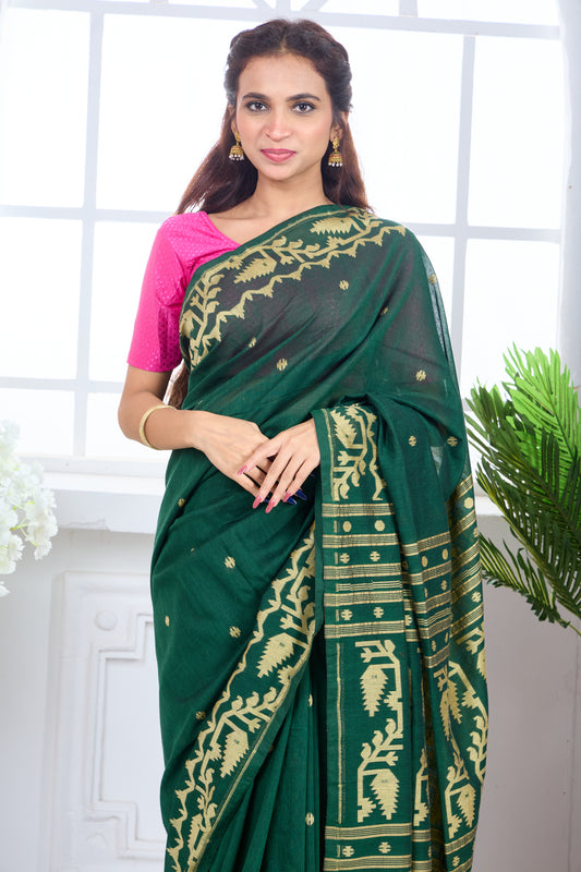 BASANTI HARIYALI- MERCERISED COTTON SAREE