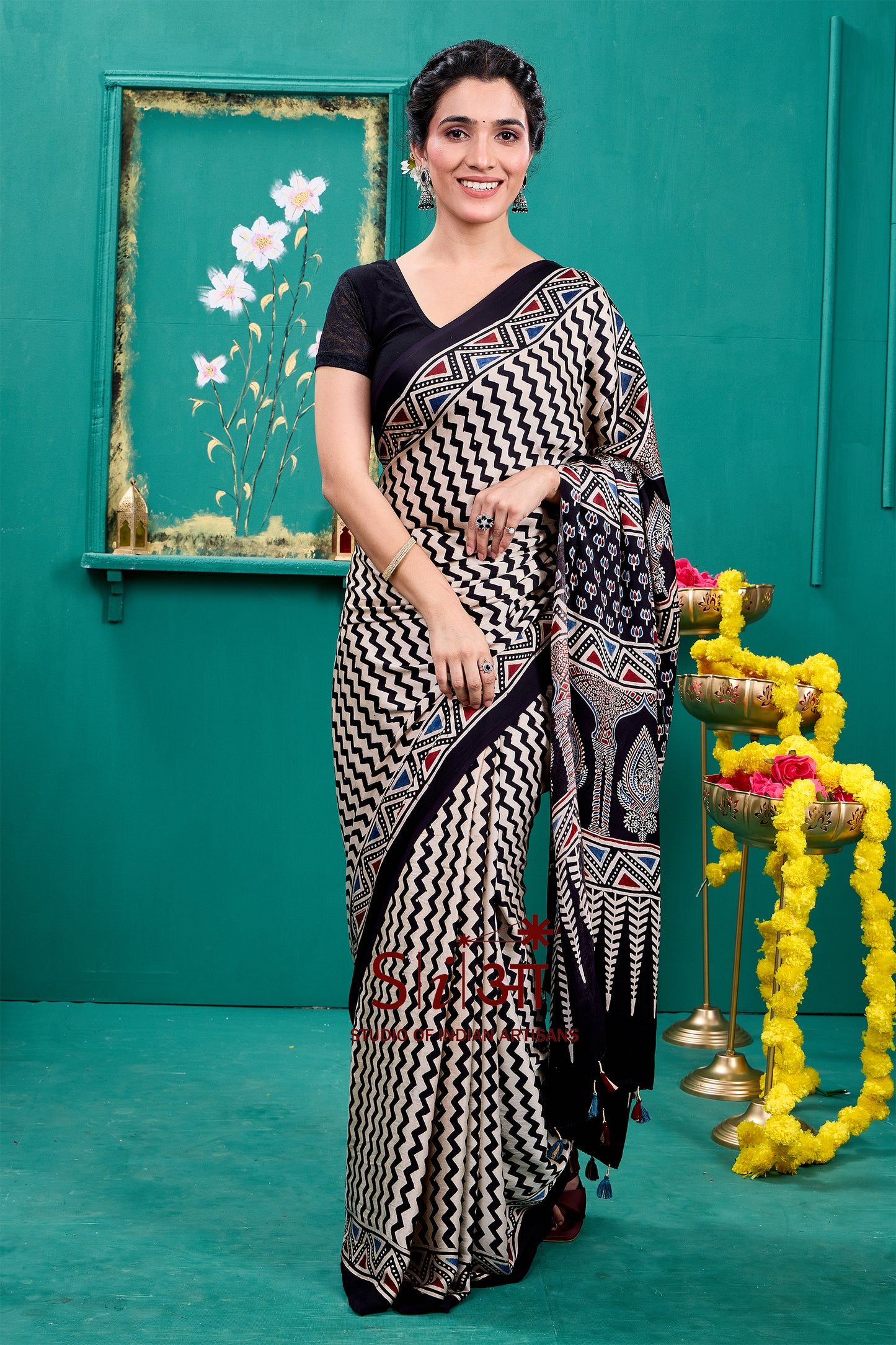 Ebony Waves Modal Silk Saree