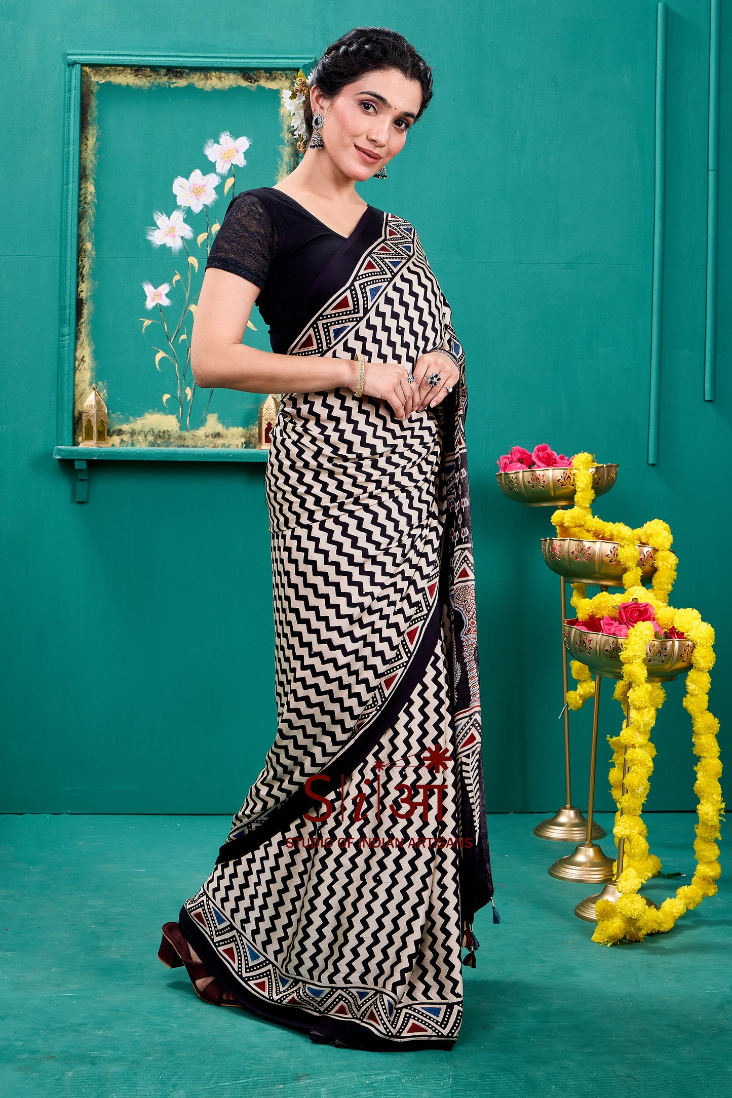 Ebony Waves Modal Silk Saree