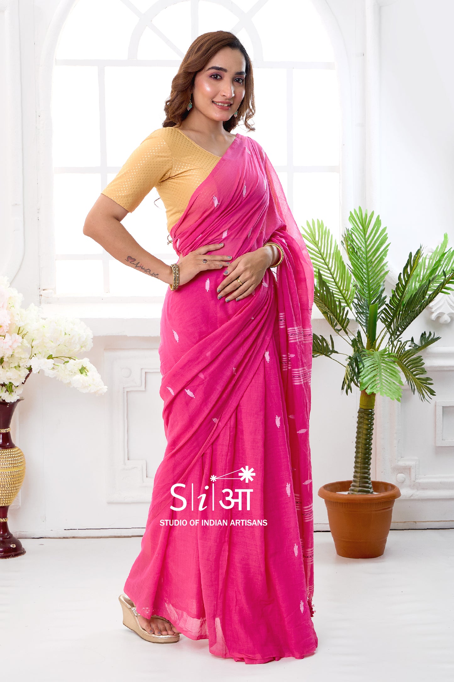 RADIANT IN PINK - MUL COTTON SAREE