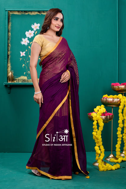 PURPLE PRISM - MULCOTTON SAREE