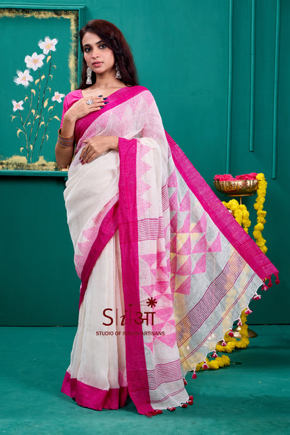 GULABI SUBAH - LINEN SAREE