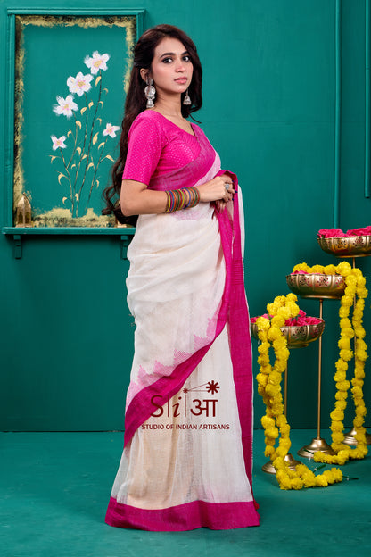 GULABI SUBAH - LINEN SAREE
