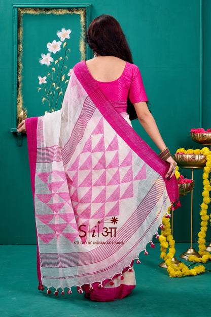 GULABI SUBAH - LINEN SAREE