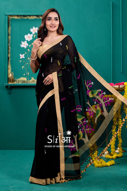 BAGH KE PANCHI- LINEN SAREE