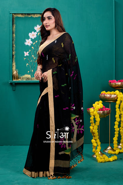 BAGH KE PANCHI- LINEN SAREE