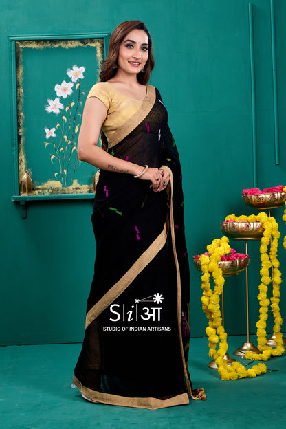BAGH KE PANCHI- LINEN SAREE