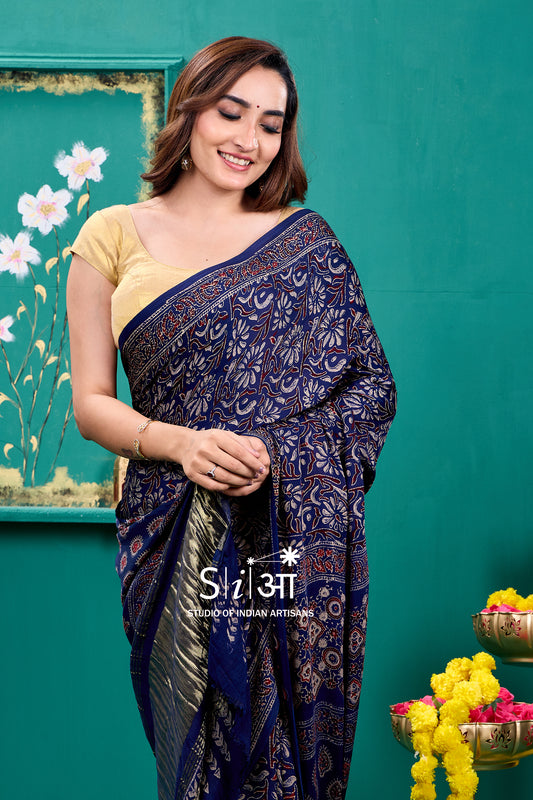 NEEL TARA CHAPPA MODAL SILK SAREE