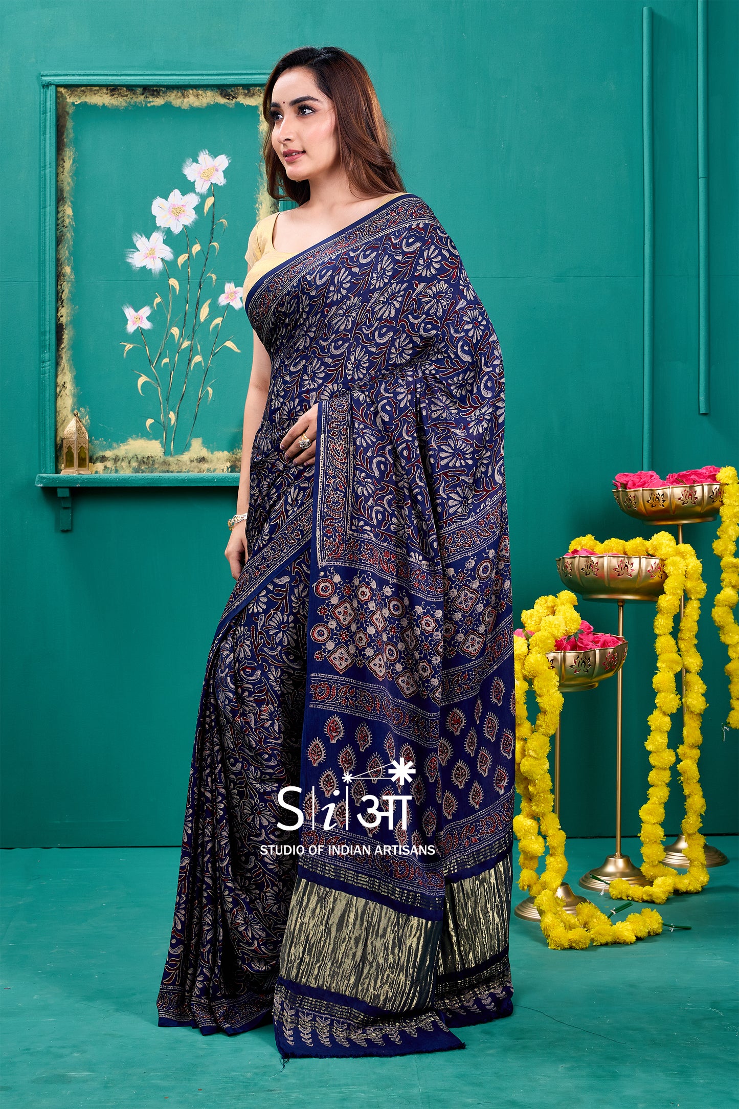 NEEL TARA CHAPPA MODAL SILK SAREE