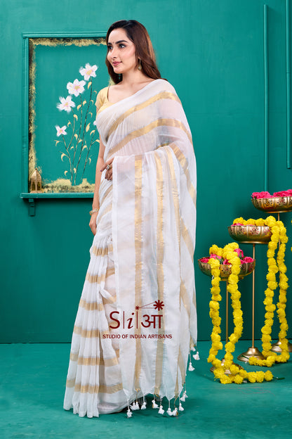 GOLDEN PEACE - MUL COTTON SAREE