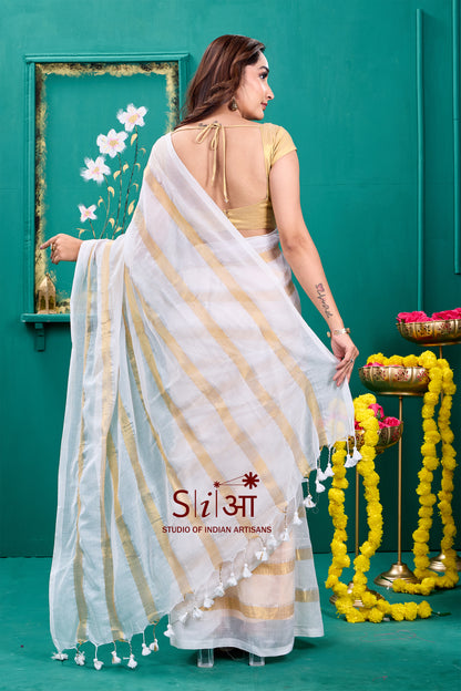GOLDEN PEACE - MUL COTTON SAREE