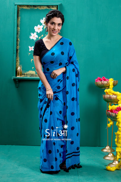 MIDNIGHT POLKA - MUL COTTON SAREE
