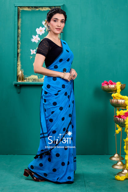MIDNIGHT POLKA - MUL COTTON SAREE