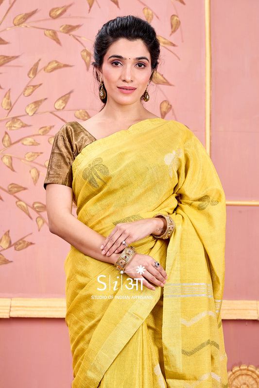 SUNFLOWER MIRAGE - TISSUE LINEN SAREE