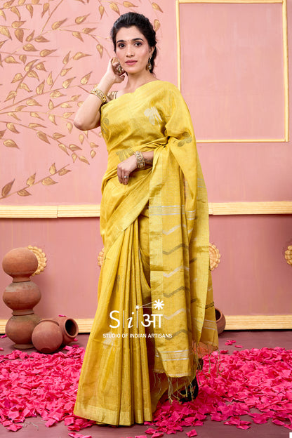 SUNFLOWER MIRAGE - TISSUE LINEN SAREE
