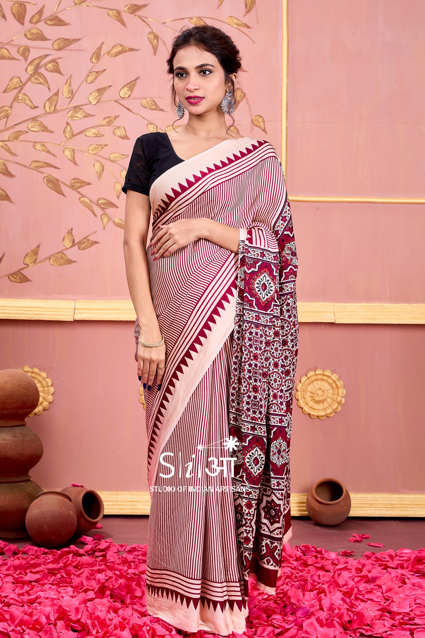 LAAL LAKEER CHAPPA - MODAL SILK SAREE