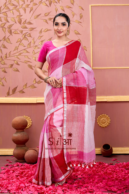 ROSY RHYTHMS - LINEN SAREE