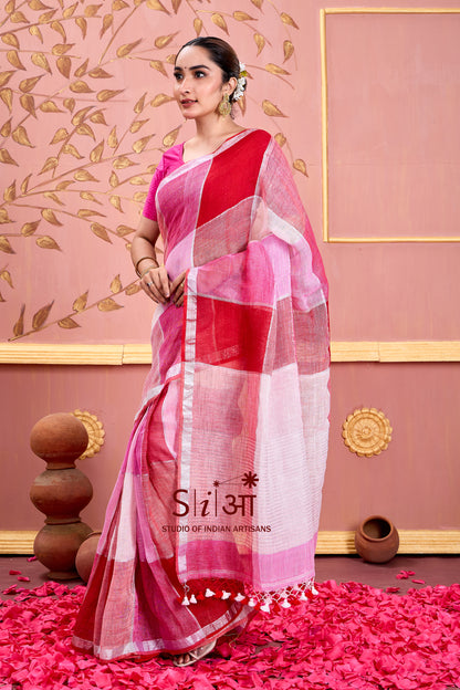 ROSY RHYTHMS - LINEN SAREE