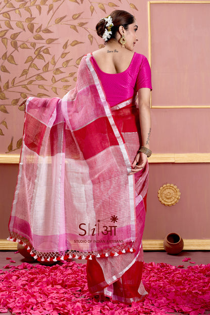 ROSY RHYTHMS - LINEN SAREE