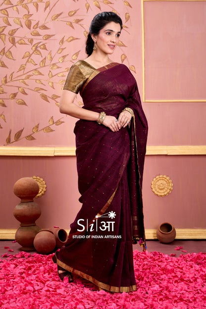 CHOCOLATE SITARE - LINEN SAREE