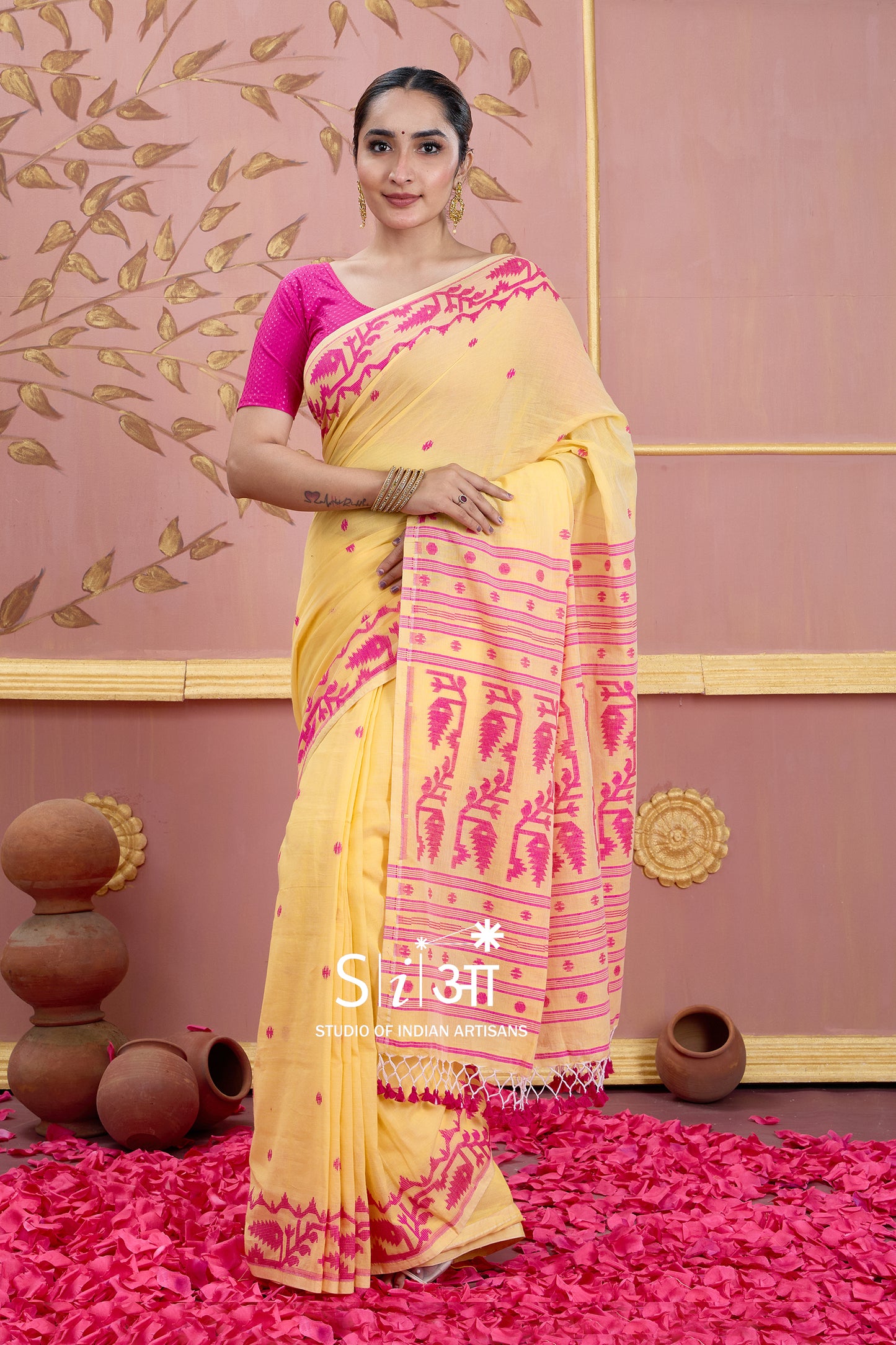 BASANT MEIN GULAL- MERCERISED COTTON SAREE