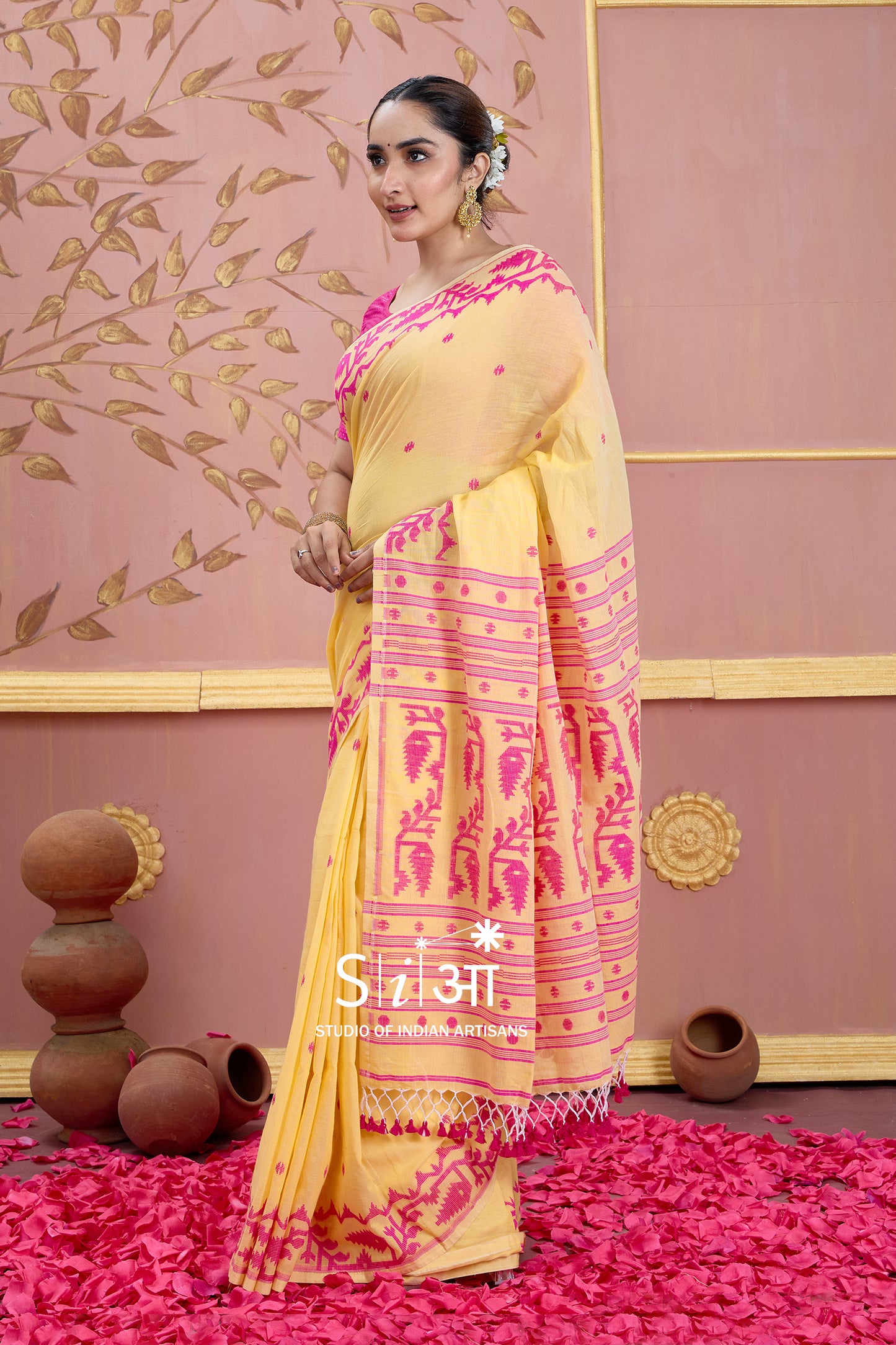 BASANT MEIN GULAL- MERCERISED COTTON SAREE
