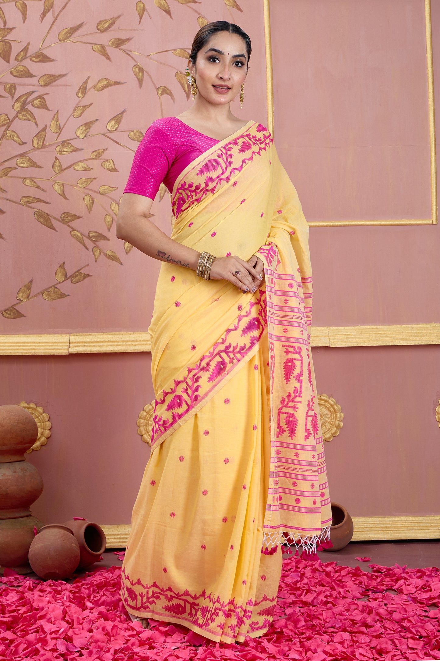 BASANT MEIN GULAL- MERCERISED COTTON SAREE