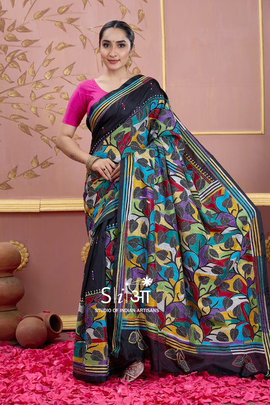 MELODY OF LEAVES - BLENDED BANGALORE SILK SAREE