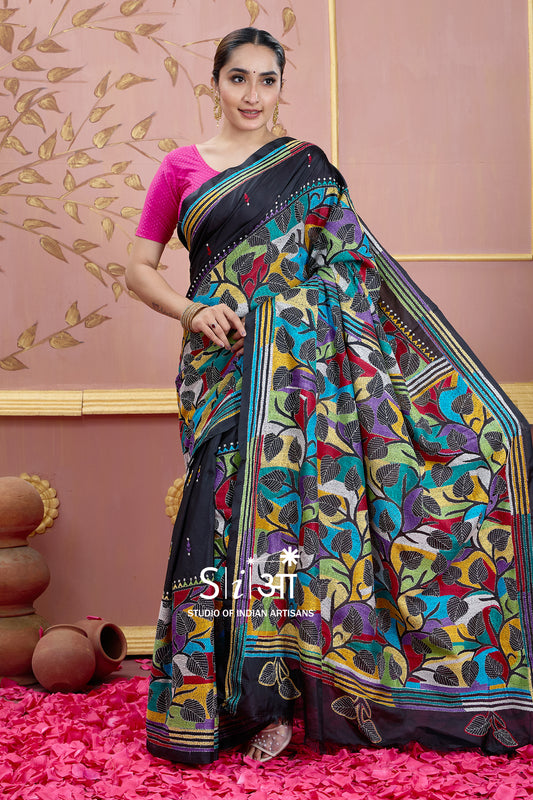 MELODY OF LEAVES - BLENDED BANGALORE SILK SAREE