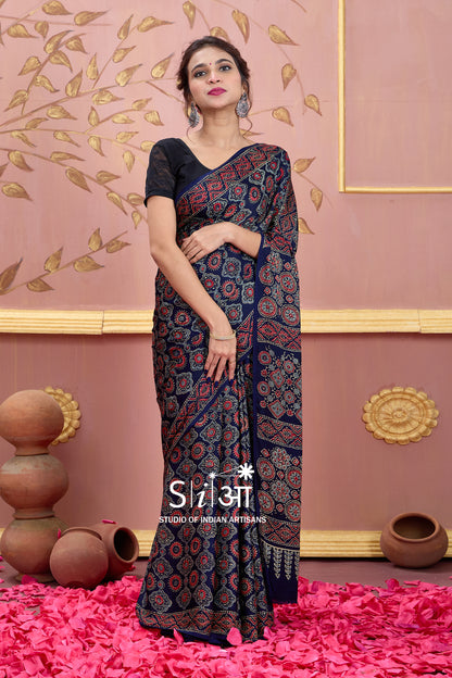 MYSTIC FLORAL BLOCKS - MODAL SILK SAREE